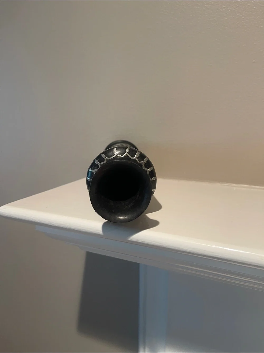 Black and Silver Decorative Egyptian-Style Vase